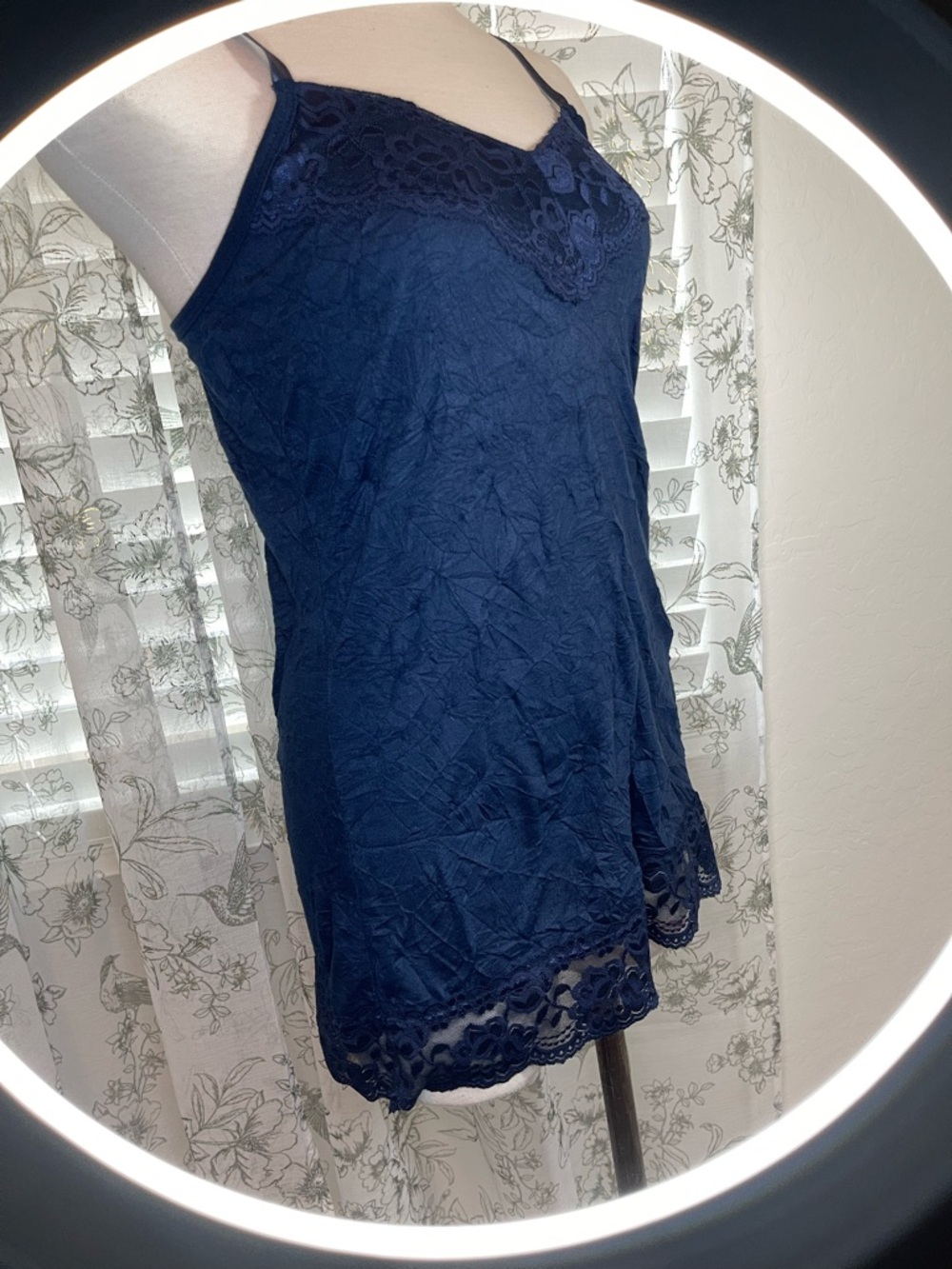 Dress Barn Navy Lace Trim Slip Tank